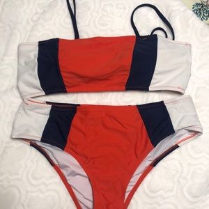 Bandeau swim suit with straps